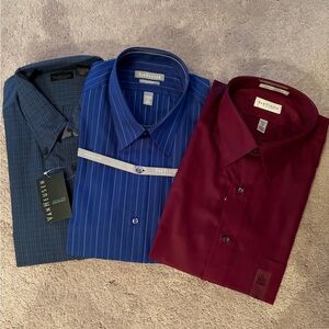 VanHeusen Men’s Formal Button Down Collared Dress Shirts - Pack of 3